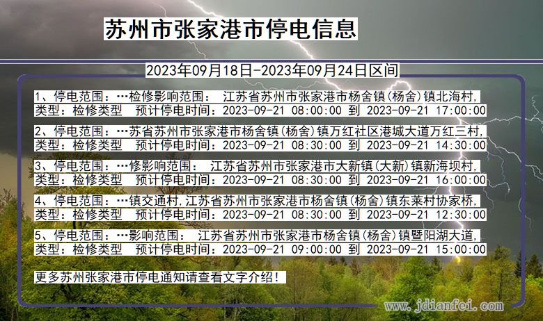 苏州张家港停电查询_2023年09月18日以后停电通知
