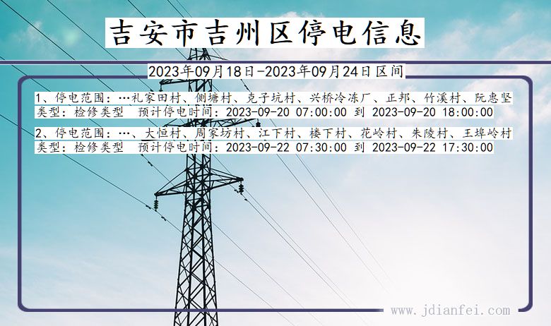 吉安吉州2023年09月18日以后的停电通知查询_吉州停电通知