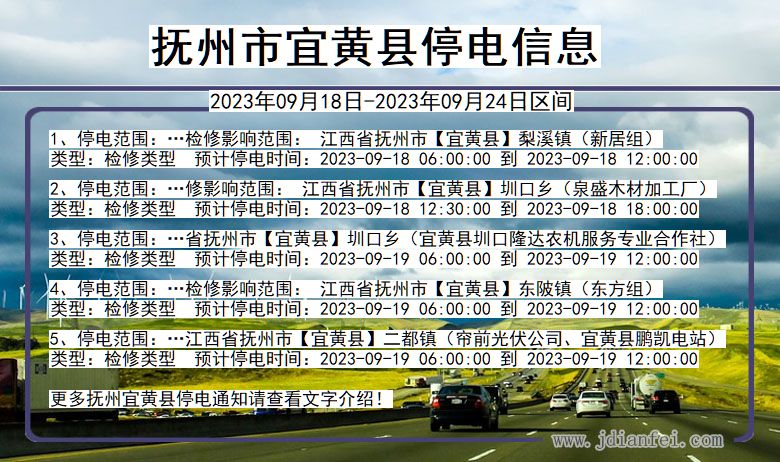 江西省抚州宜黄停电通知