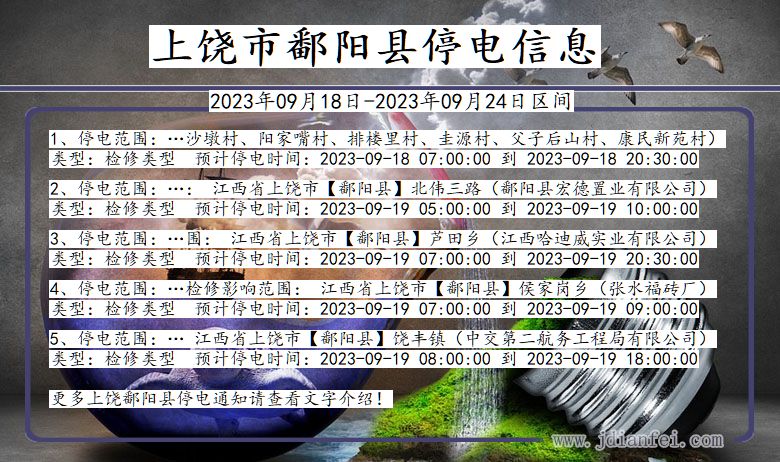 江西省上饶鄱阳停电通知