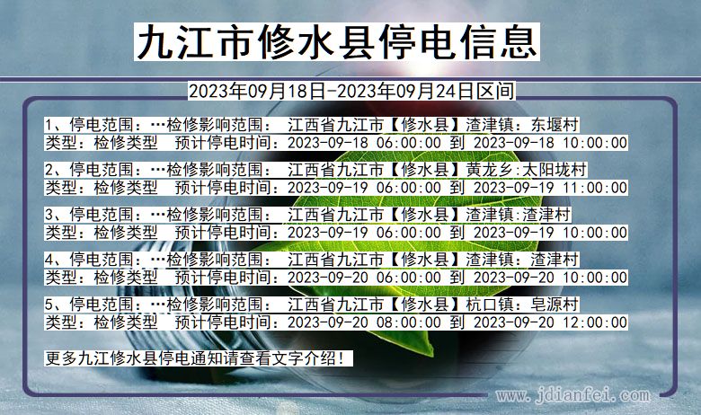 江西省九江修水停电通知