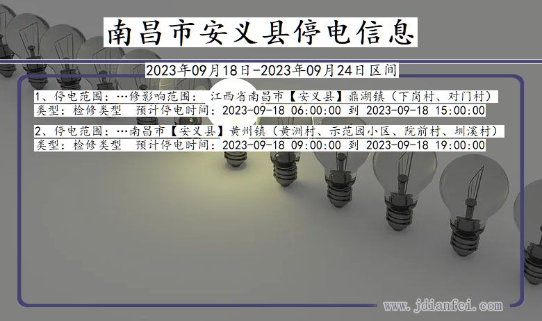 江西省南昌安义停电通知