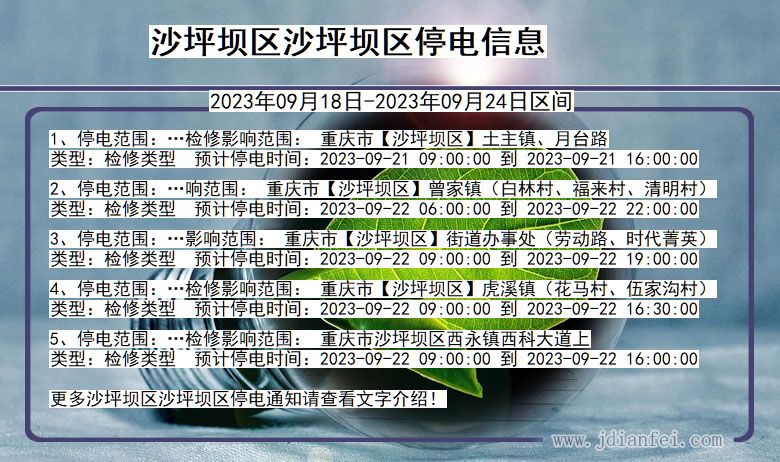 重庆市沙坪坝区沙坪坝停电通知