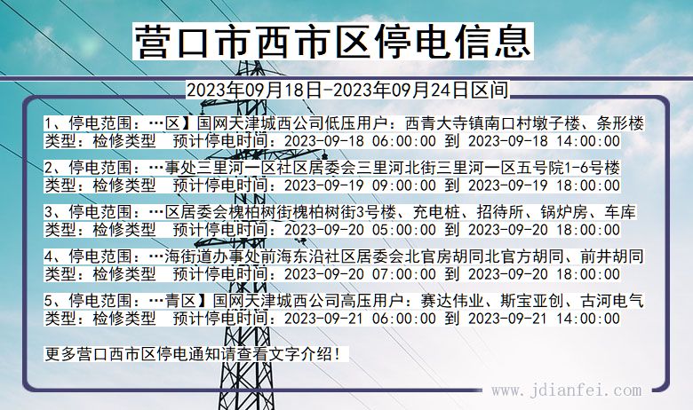 辽宁省营口西停电通知