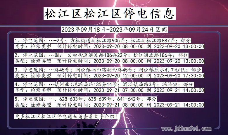 上海市松江区松江停电通知