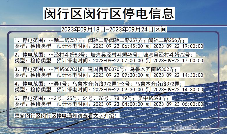 上海市闵行区闵行停电通知