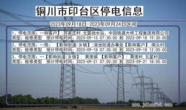 陕西省铜川印台停电通知