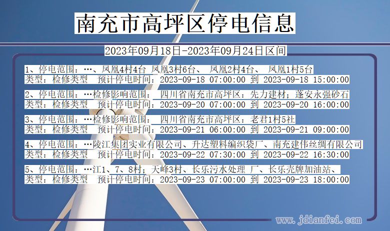 四川省南充高坪停电通知