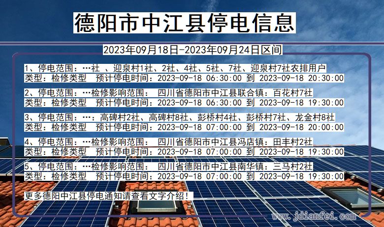 四川省德阳中江停电通知