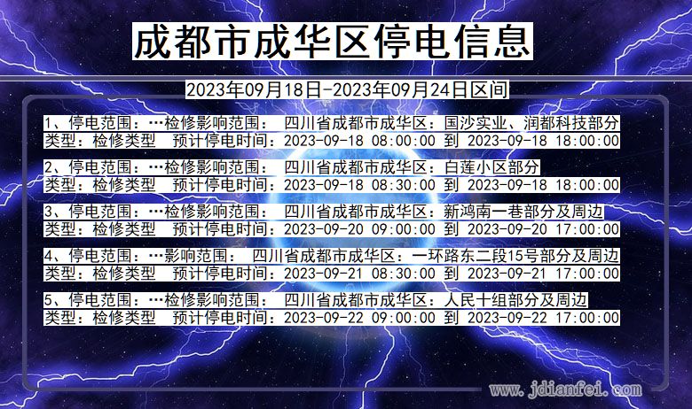 四川省成都成华停电通知