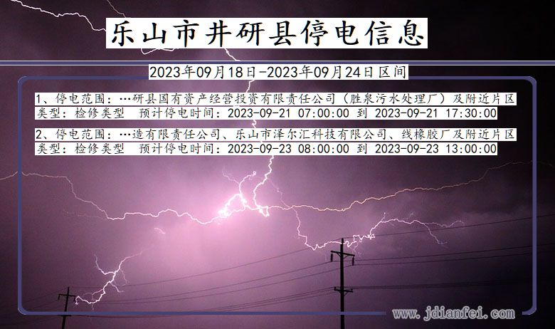 乐山井研停电通知 四川省乐山井研停电通知
