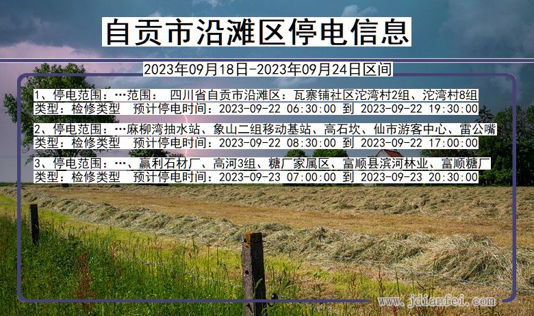 四川省自贡沿滩停电通知