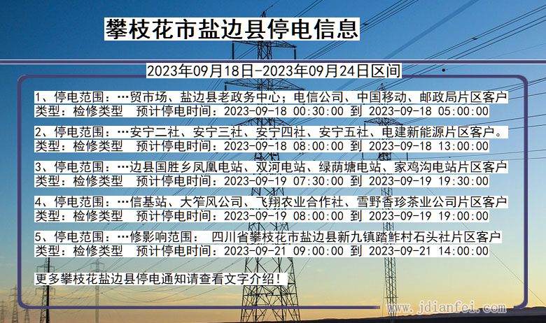 四川省攀枝花盐边停电通知