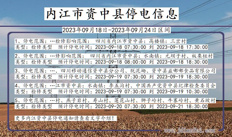 四川省内江资中停电通知