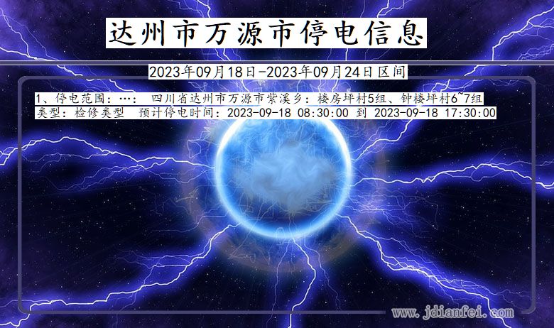 四川省达州万源停电通知