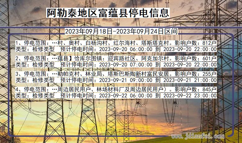 新疆维吾尔自治区阿勒泰地区富蕴停电通知