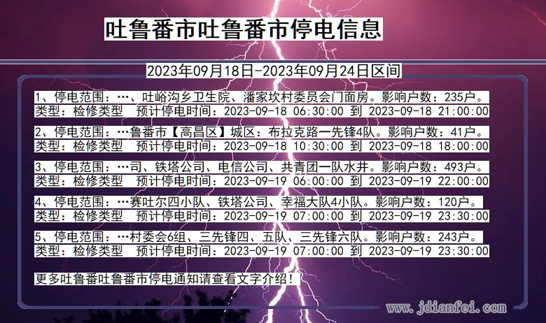 吐鲁番吐鲁番停电通知 新疆维吾尔自治区吐鲁番吐鲁番停电通知