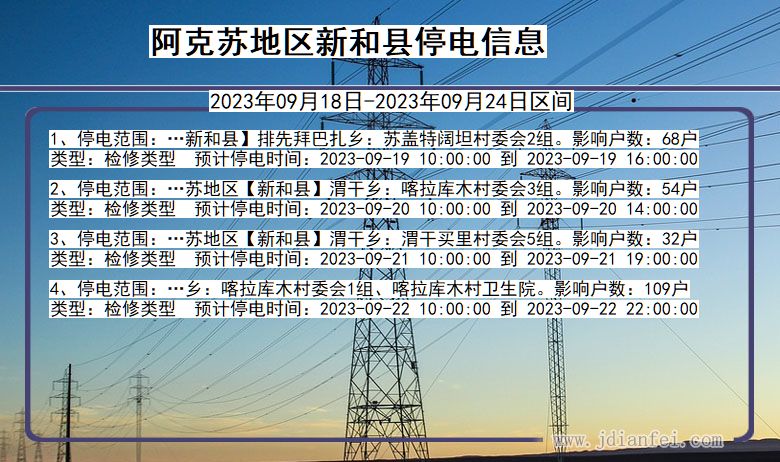 阿克苏地区新和停电通知 新疆维吾尔自治区阿克苏地区新和停电通知