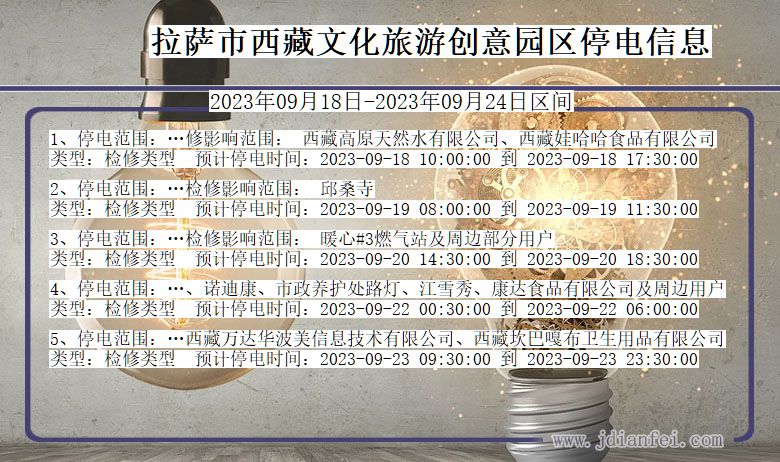 拉萨西藏文化旅游创意园停电通知 西藏自治区拉萨西藏文化旅游创意园停电通知