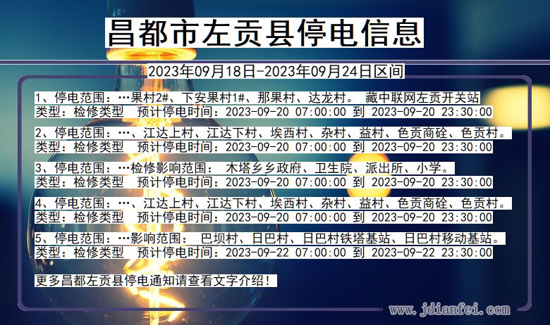 昌都左贡停电通知 西藏自治区昌都左贡停电通知