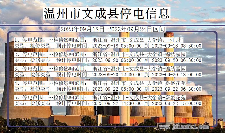 浙江省温州文成停电通知