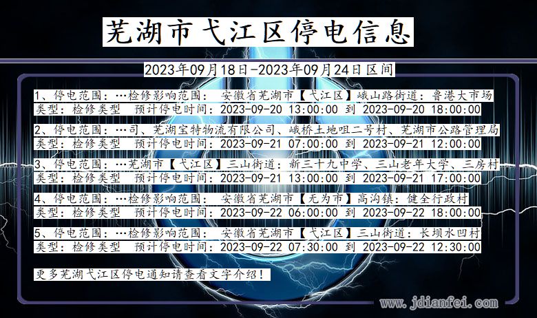 安徽省芜湖弋江停电通知