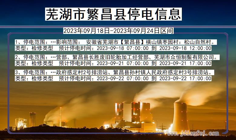 芜湖繁昌2023年09月18日以后的停电通知查询_繁昌停电通知