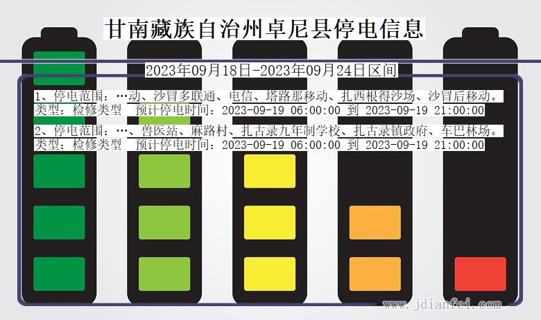 甘肃省甘南藏族自治州卓尼停电通知