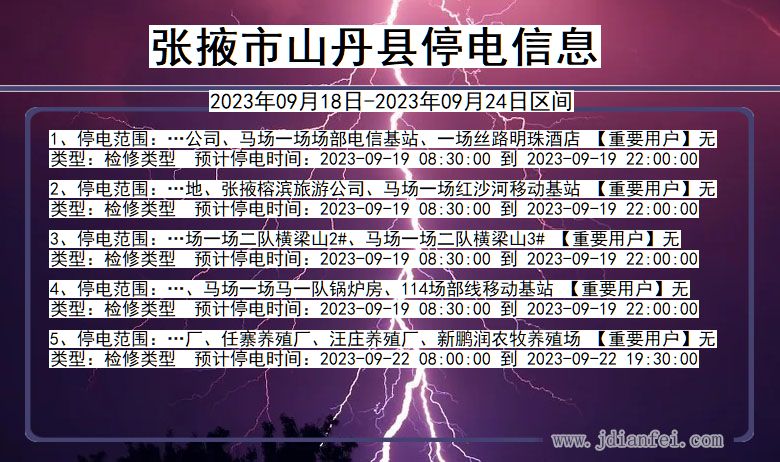 张掖山丹停电通知 甘肃省张掖山丹停电通知