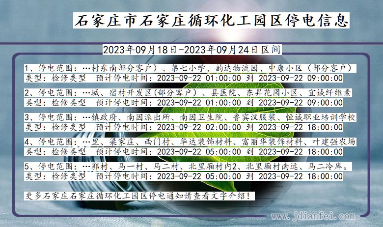 石家庄石家庄循环化工园停电通知 河北省石家庄石家庄循环化工园停电通知