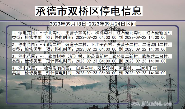 河北省承德双桥停电通知