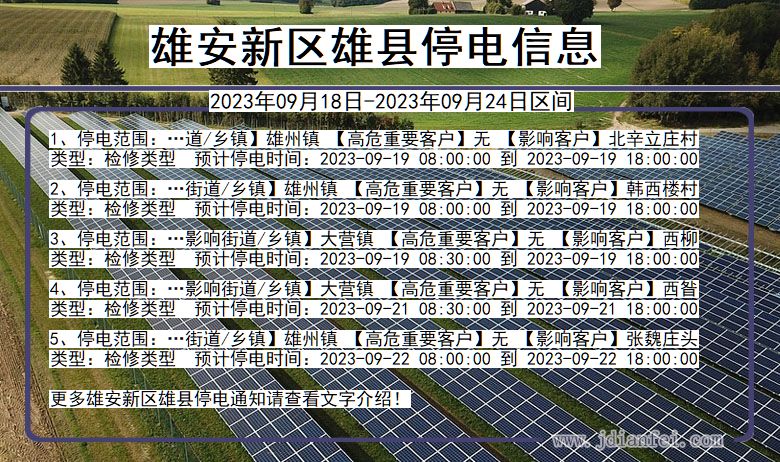 河北省雄安新区雄县停电通知