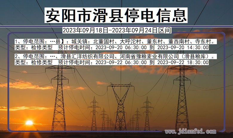 安阳滑县停电_滑县2023年09月18日至今日停电通知查询