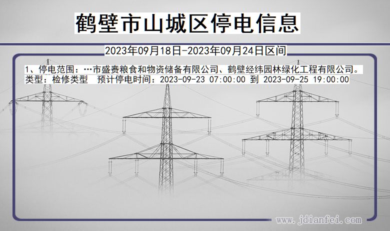 河南省鹤壁山城停电通知