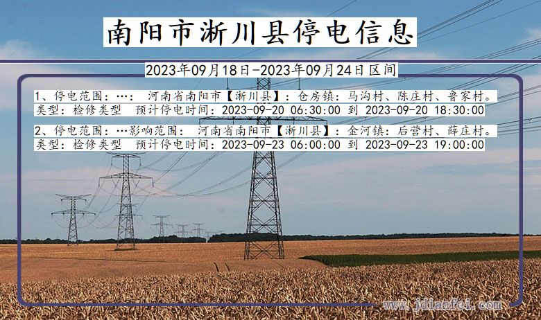 河南省南阳淅川停电通知