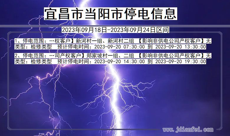 湖北省宜昌当阳停电通知