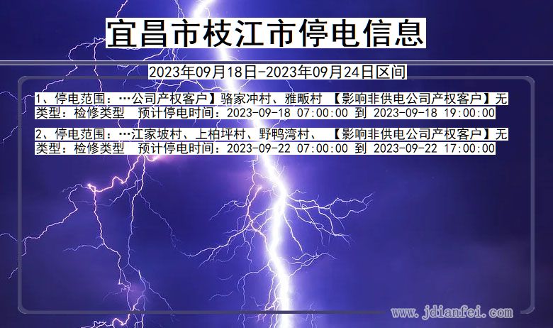 枝江停电_宜昌枝江2023年09月18日至今天停电通知查询