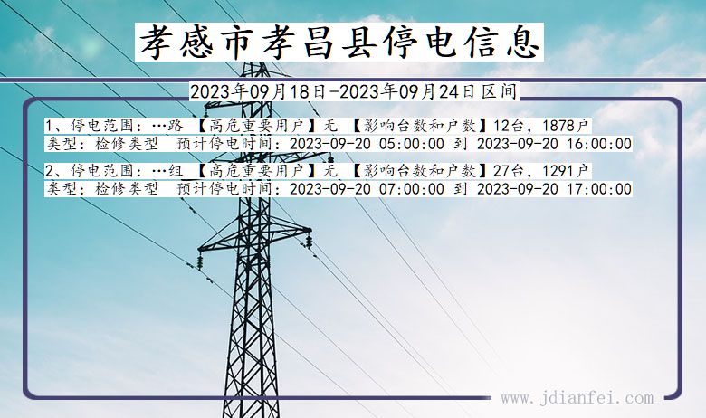湖北省孝感孝昌停电通知