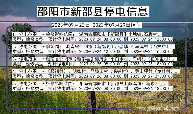 湖南省邵阳新邵停电通知