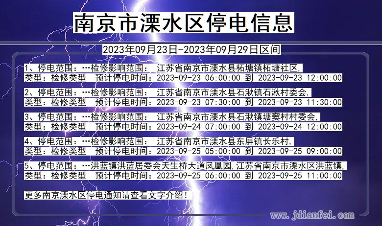南京溧水停电通知 江苏省南京溧水停电通知