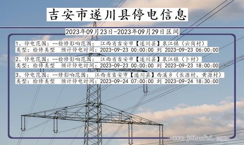 江西省吉安遂川停电通知