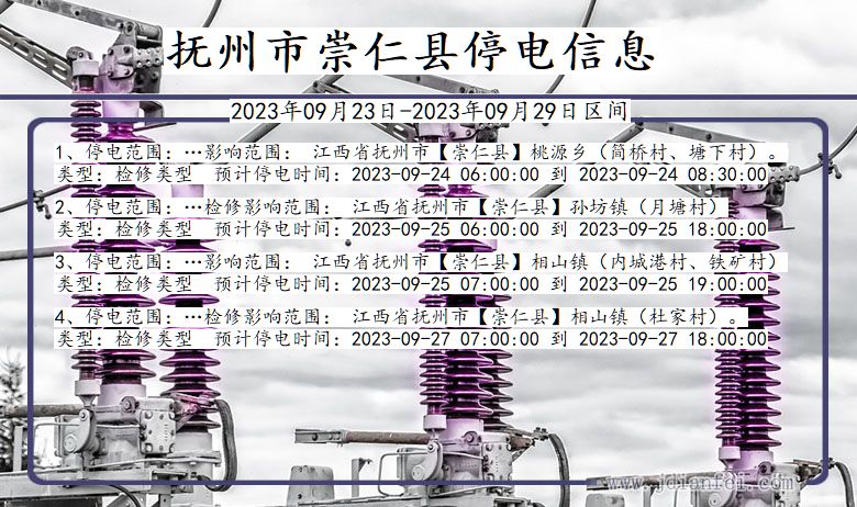 江西省抚州崇仁停电通知