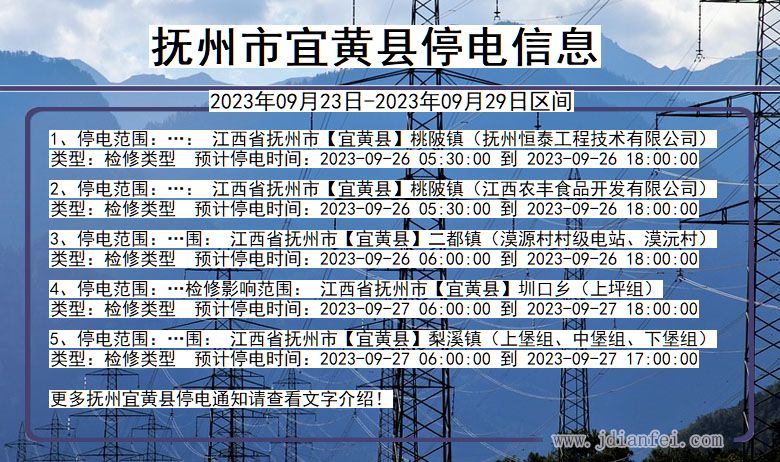 江西省抚州宜黄停电通知