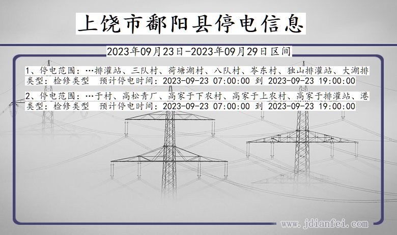 江西省上饶鄱阳停电通知