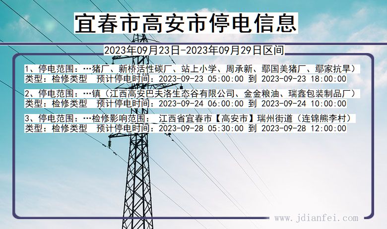 江西省宜春高安停电通知