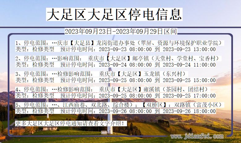 重庆市大足区大足停电通知