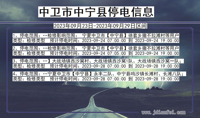 中卫中宁停电通知 宁夏回族自治区中卫中宁停电通知