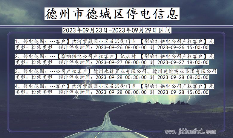 德州德城停电通知 山东省德州德城停电通知