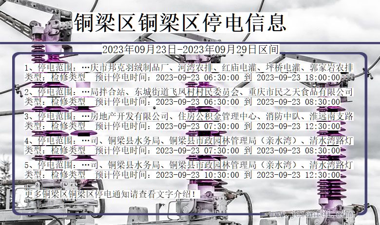 重庆市铜梁区铜梁停电通知