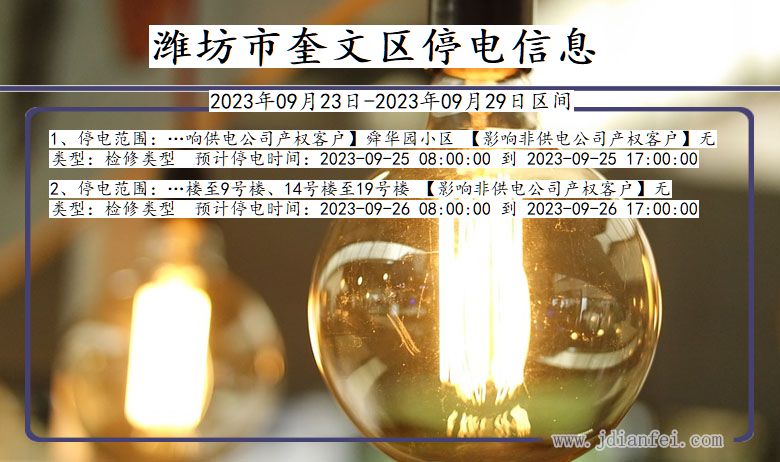潍坊奎文停电通知 山东省潍坊奎文停电通知